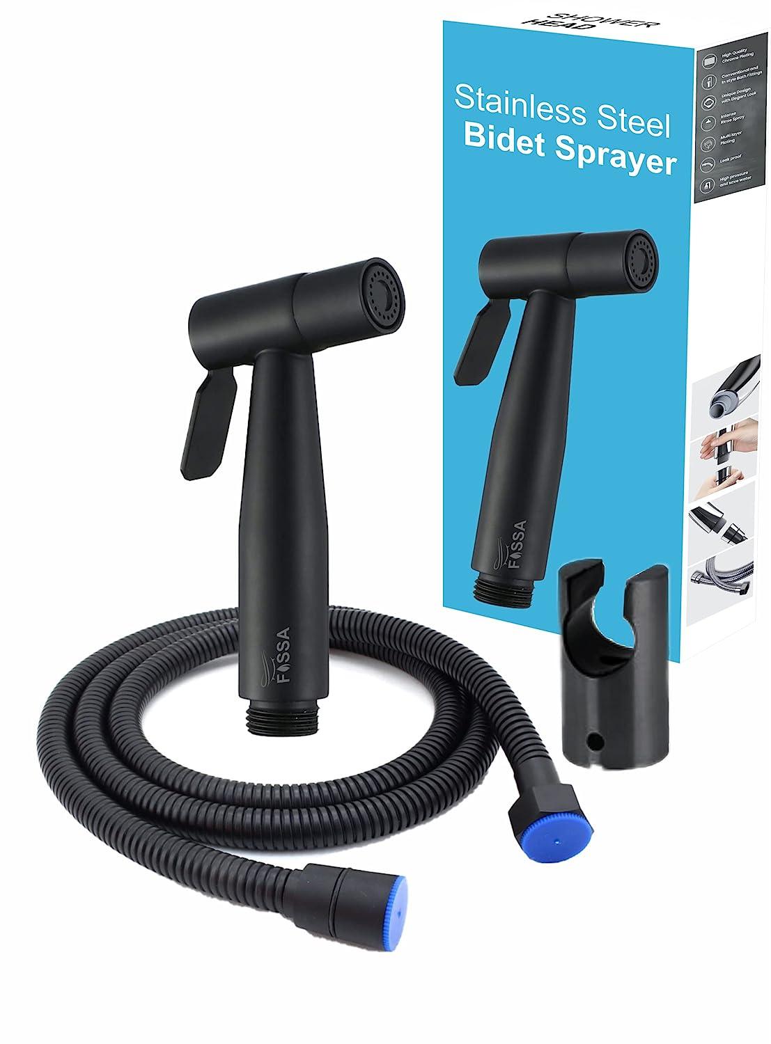 Hand Held Bidet Sprayer Black ABS Health Faucet with 1 Meter 304-Grade SS Hose Pipe & Hook