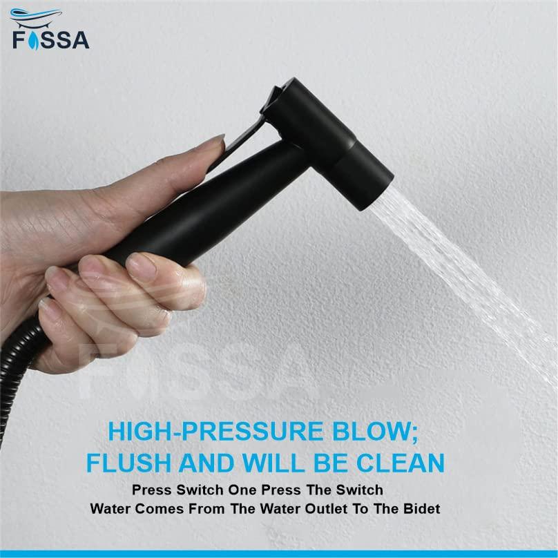 Hand Held Bidet Sprayer Black ABS Health Faucet with 1 Meter 304-Grade SS Hose Pipe & Hook